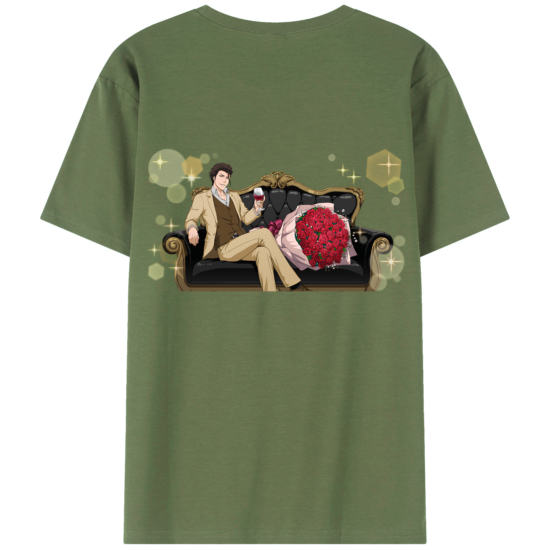（画像用） ブリーチ 藍染 惣右介（あいぜん そうすけ） BLEACH Aizen Sousuke 綿100％ メンズ半袖Tシャツ（バックプリント） 通気性